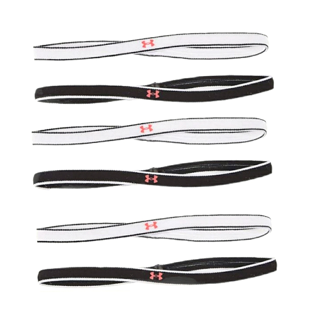 Under Armour Non-Slip Grip Youth Sporty Mini Headbands 6 Pack Black White Pink